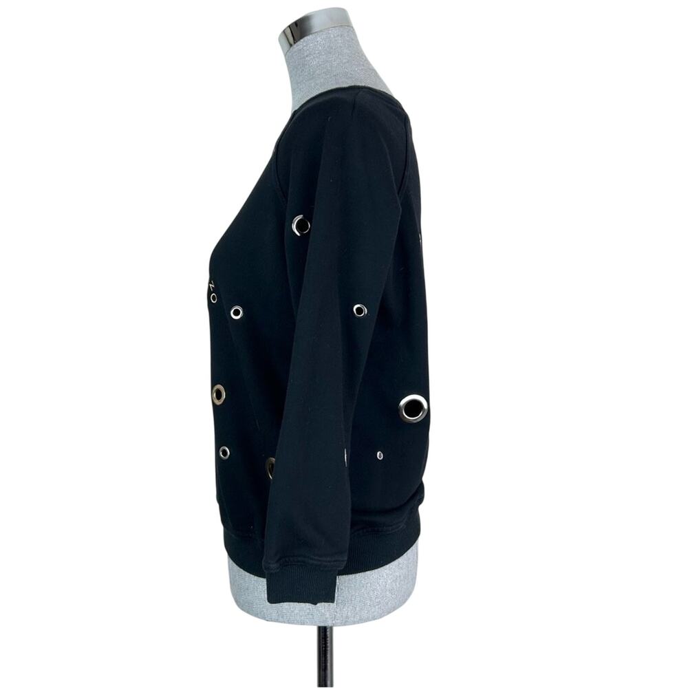 Kenzo Sweatshirt Women's Medium Black Eyelet Grommet Circular Accents Rare - Picture 3 of 8
